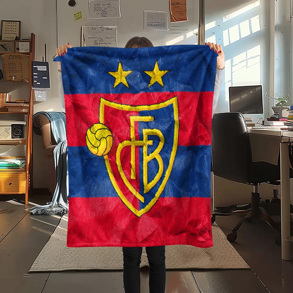 1Pc FC Basel Print Flannel Blanket High Quality Warm Comfortable Cover for All Seasons Perfect for Gifts Home Decor