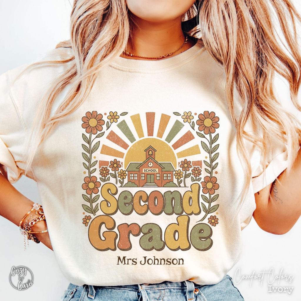 Personalized Second Grade Teacher Shirt, School Staff T-Shirt, CUSTOM 2nd Grade Teacher Team TShirts, Back to School Comfort Colors Tee