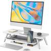 Fenge Monitor Computer Desktop 60cm 2 Computer Wooden Top Aluminum Monitor PC Tabletop Monitor Computer Tabletop Organizing White G04A2061A Stand,