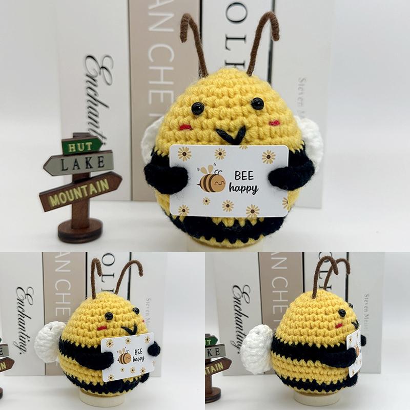 Cute Handwoven Positive Energy Duck Ornaments Bee Sunflower Crochet Ornament Room Decor Gift for Guests Car Interior Accessorie