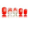 Christmas Press On Nails Short Square False Nails White Snowflake Full Cover Stick on Nails Santa Claus Artificial Nails