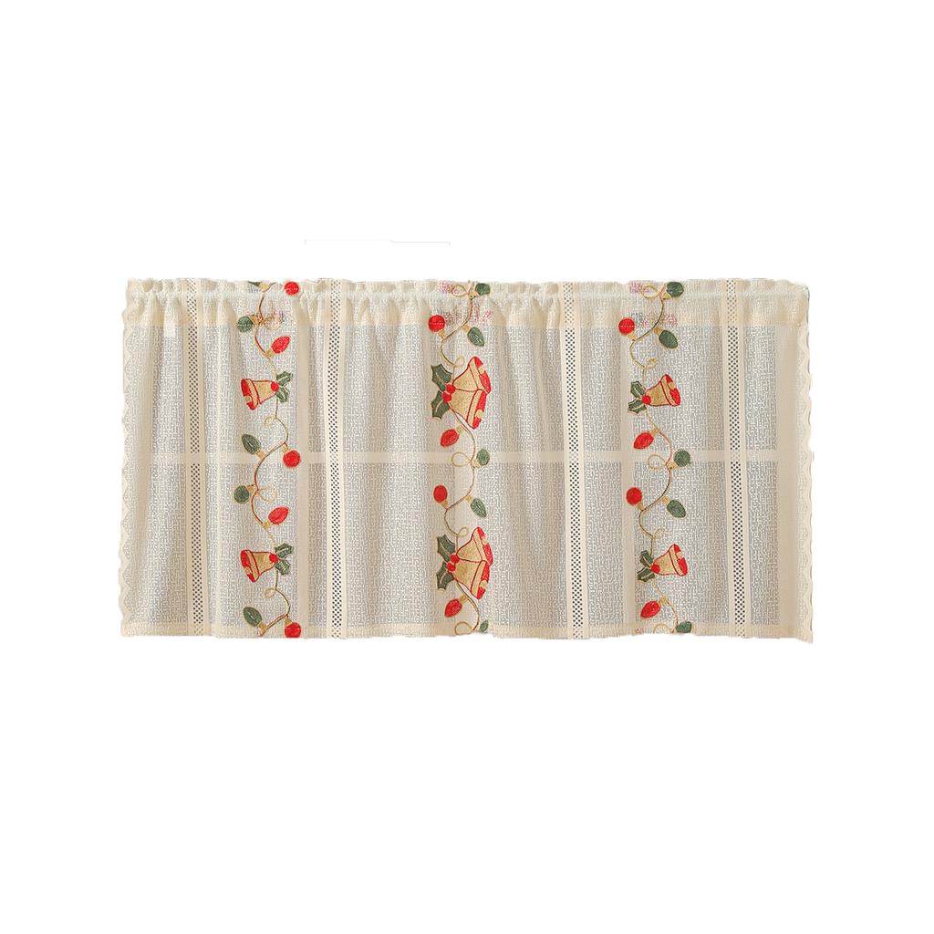 American Christmas Curtains Bell Embroidery Lace Living Room Kitchen Rectangle Landscaping Decorative Coffee Curtain