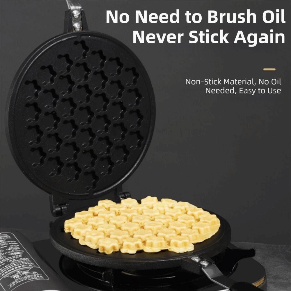 Double-Sided Bubble Waffle Maker Long Handle Egg Waffler Iron Plum Blossom Cake Mold Home Bakery