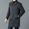 Утолщенное шерстяное пальто средней длины с лацканами, шерстяное пальто для мужчин среднего и пожилого возраста