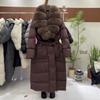 Модная женская зимняя куртка из белого утиного пуха с высококачественным воротником из лисьего меха и дизайном, подчеркивающим талию
