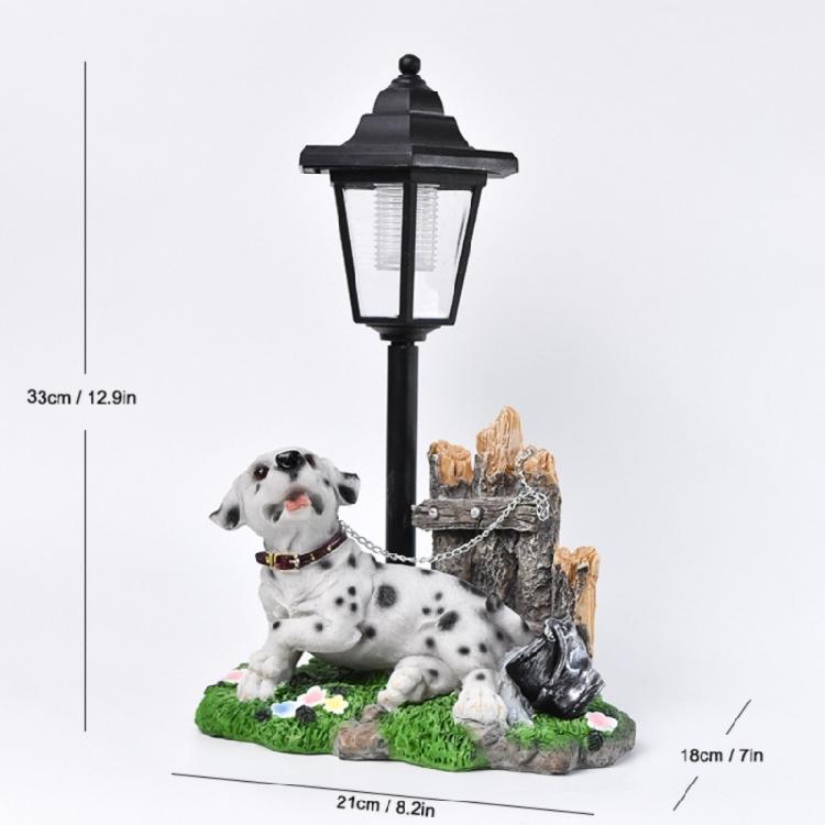 Realistic Resin Dog Garden Decoration with Solar Lighting Hand Painted Dog Figurine for Porch and Balcony Yard Ornament
