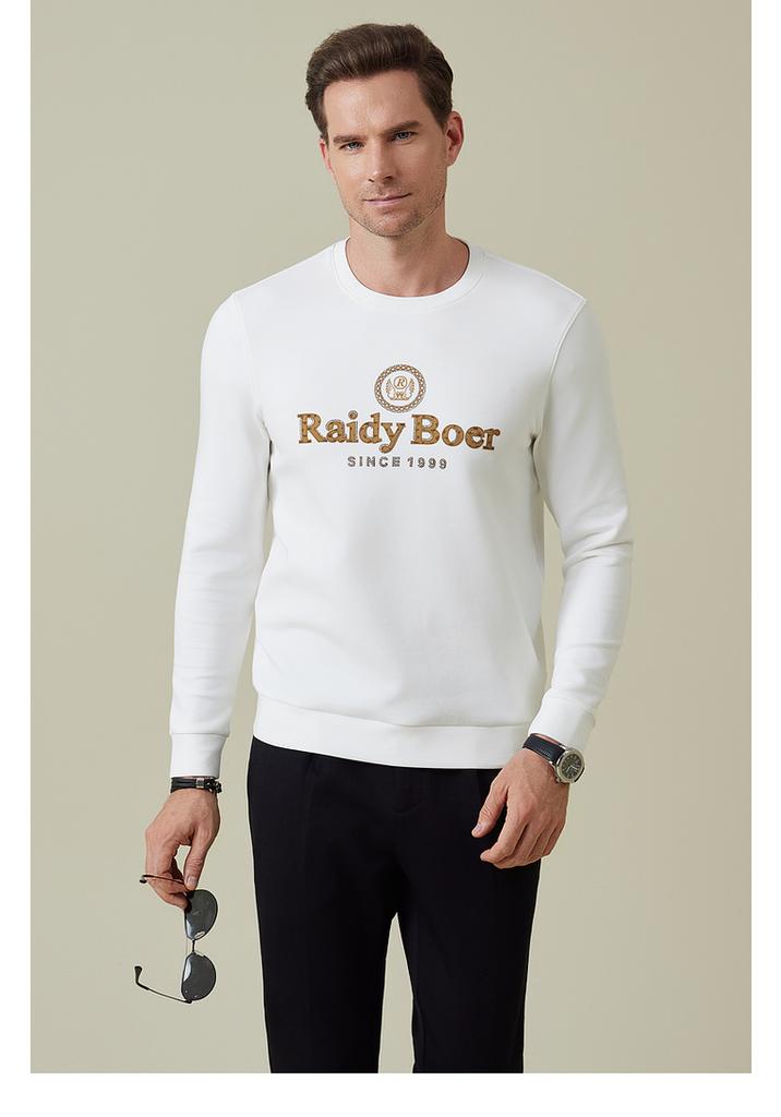 Air Layer Men's Hot Diamond Plush Logo Round Neck Hoodie