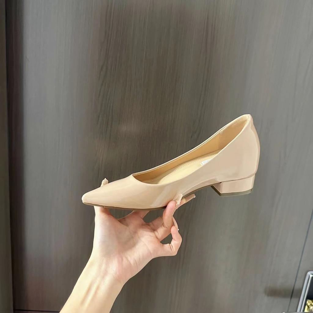 Nude single shoes women's thick heel + inner increase of 6 cm, sexy pure desire to expose toe seams, gentle temperament, commuting women's high hee
