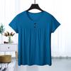 Однотонная одежда больших размеров для женщин, свободная, скрывающая полноту и стройнящая, топ с коротким рукавом, новая летняя повседневная футболка для полных женщин
