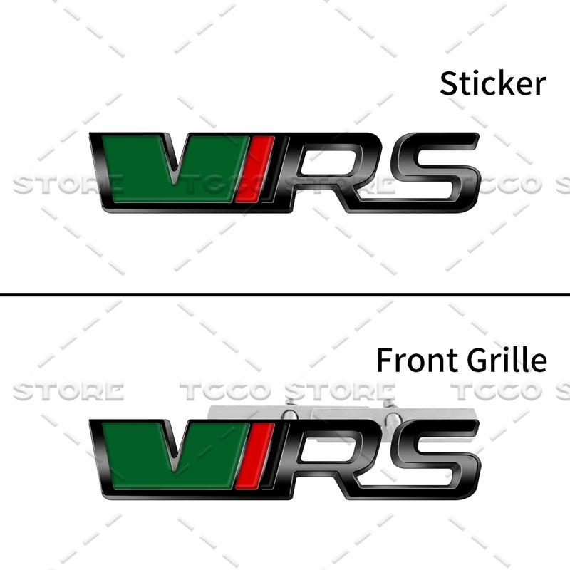 JBIW9 3D Chrome Metal Car Styling VRS Logo Front Grille Emblem Sticker For Skoda Octavia Fabia Rapid Superb Kodiaq Rear Trunk Decor