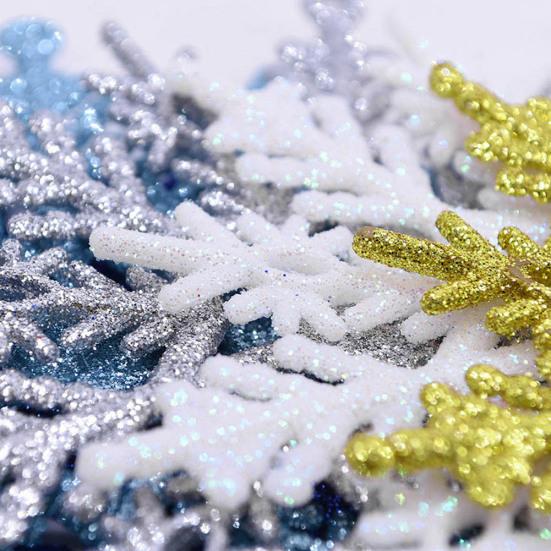 6шт 10см DIY искусственный блеск снежинка висячие украшения декор рождественской елки