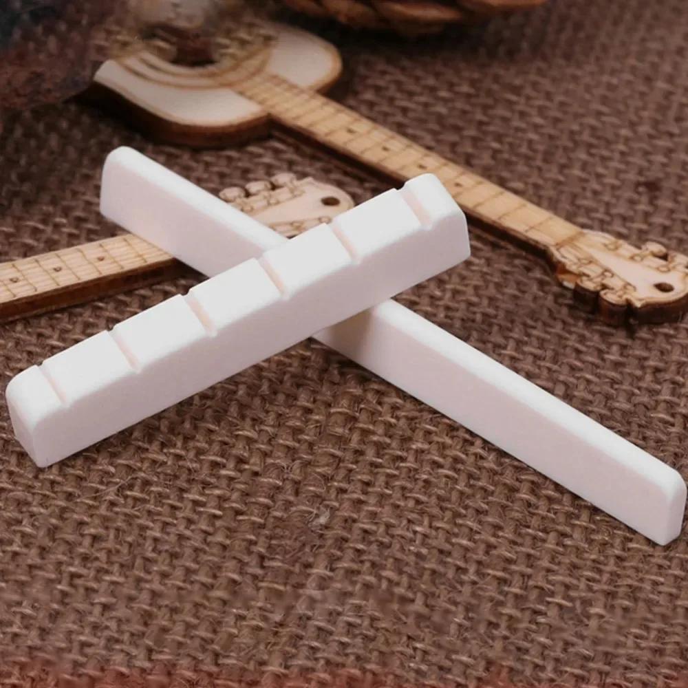 6 String Classical Guitar Nut/Saddle Set - Cattle Bone Bridge Parts 80mm/52mm Size for Acoustic, Ivory White Tone