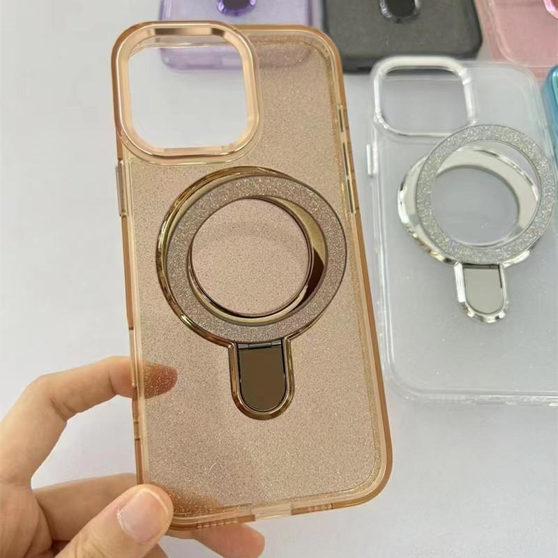 Подходит для iPhone 16 яркий блестящий держатель, чехол для мобильного телефона, Apple 15proMax магнитное крепление 14 противоударный 13 защитный чехол