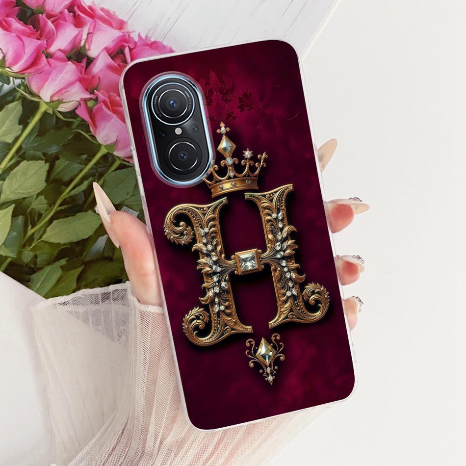 For Huawei Nova 9 SE Nova9 Royal Crown Initial Letter Couple Phone Case For Huawei Nova 9 9SE Soft Silicone TPU Covers Bumpers