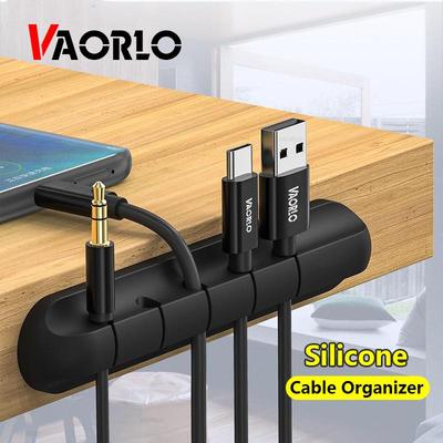 VAORLO Кабельный органайзер, силиконовый органайзер для USB-кабеля, настольные аккуратные зажимы для управления, держатель кабеля для мыши, органайзер для наушников