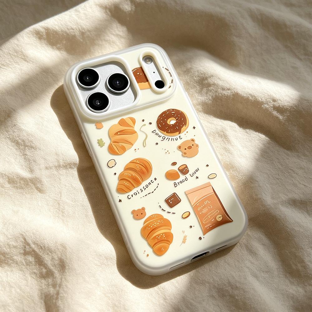 Чехол для телефона ins bear bread подходит для Apple 15oppo iPhone16/17pro матовый Huawei mate80.