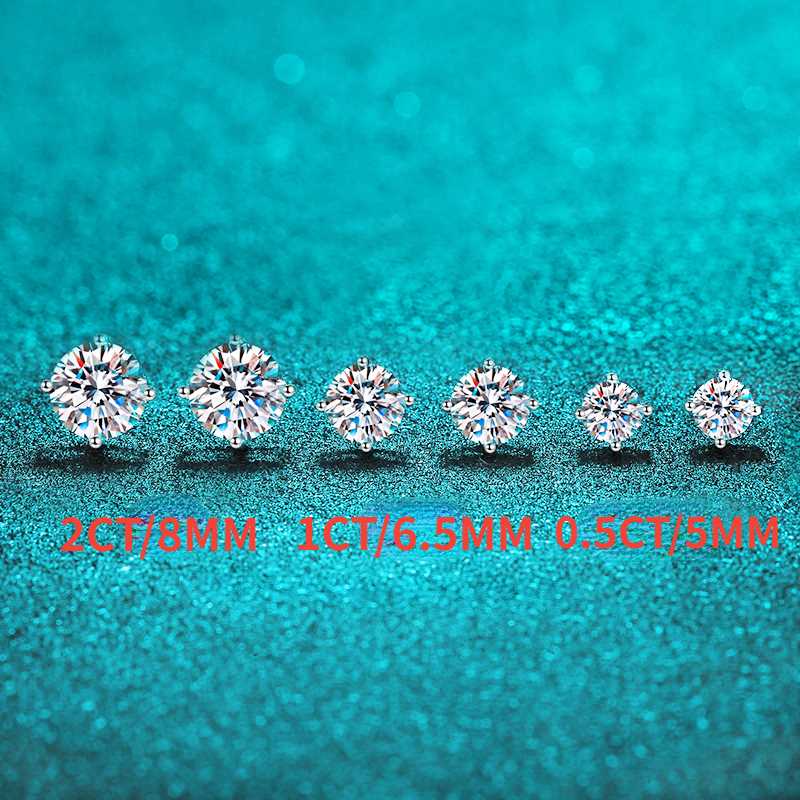 Sace Gems Серьги-гвоздики с муассанитом 0,5-2CT для мужчин и женщин, посеребренные с платиновым покрытием S925, свадебные серьги-гвоздики с бриллиантами GRA