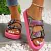2024 Высококачественные женские тапочки Летняя женская обувь Новая мода Большие размеры Цветные блоки Пляжная обувь Плоская резиновая женская обувь