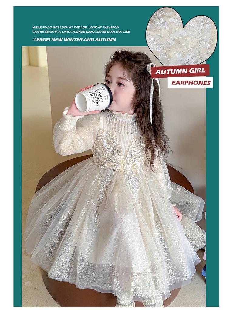 Girls' Stylish Knit Wool Dress for Spring & Autumn 2025