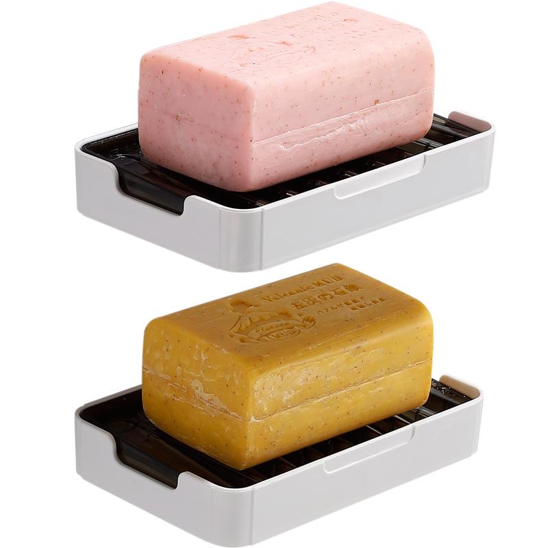 Wall-Mounted Punch-Free Double Layer Suction Cup Soap Holder Dish Tray