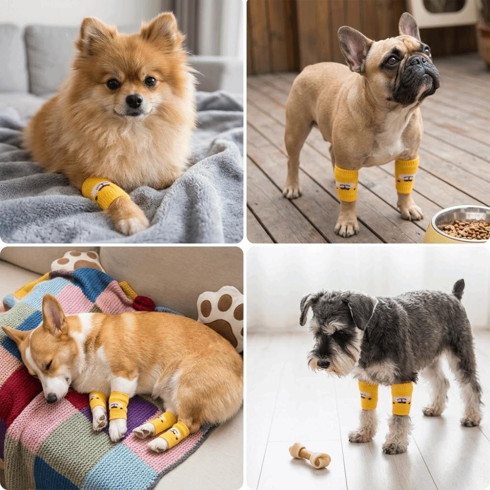 4pcs Non Slip Pet Socks Stretchy Pet Joint Sleeve Easy On Off Dog Leg Sleeve  Home Indoor Use