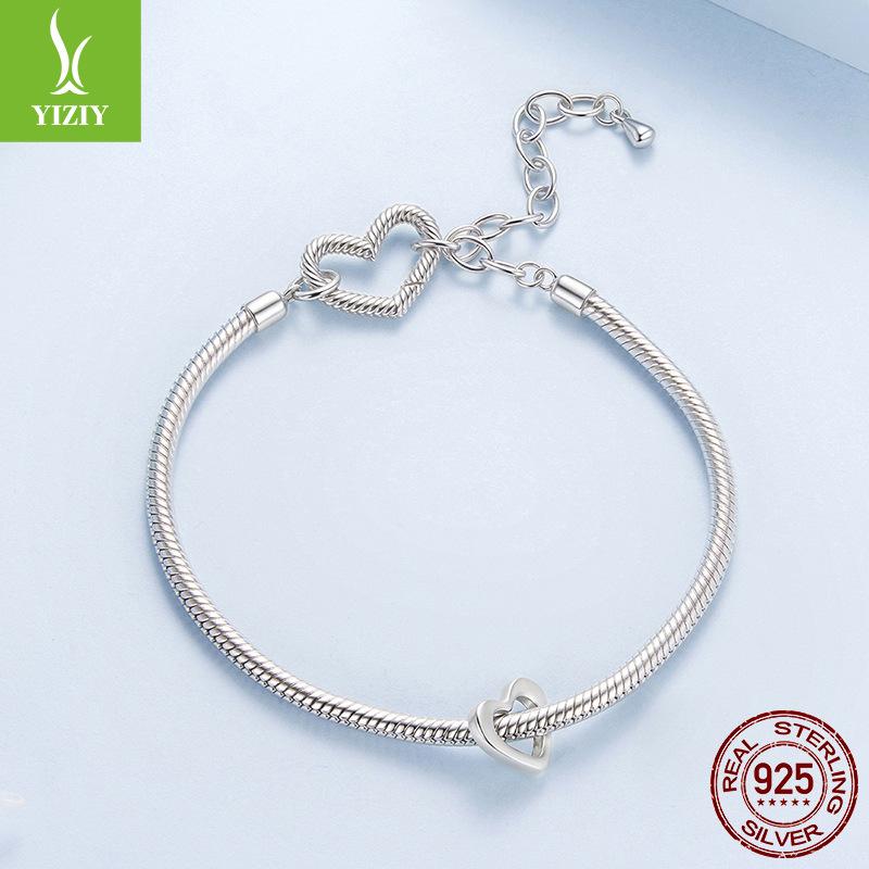 S925 Sterling Silver Simple Love Beaded Loose Beads Cold Wind Diy Jewelry Accessories