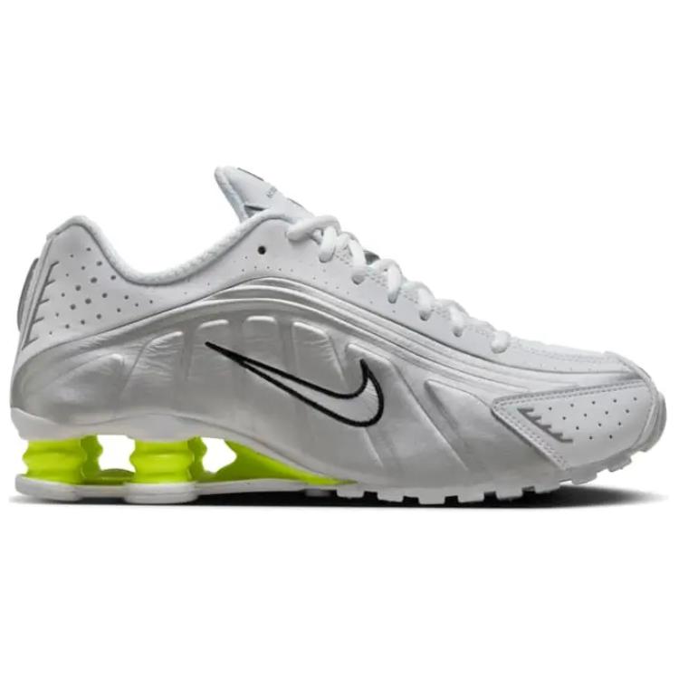 Nike Shox R4 белые металлические серебристые женские кроссовки Volt AR3565-102