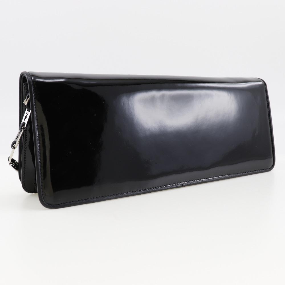 Salvatore Ferragamo Сумка через плечо на цепочке 21-4384 2-в-1 клатч черный эмаль Женская Б/У