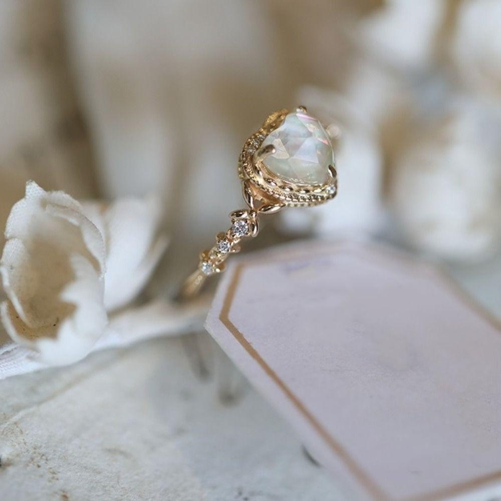 Copper Rinestone Rings Exquisite Vintage Rings Temperament Shining Open Ring  Gifts