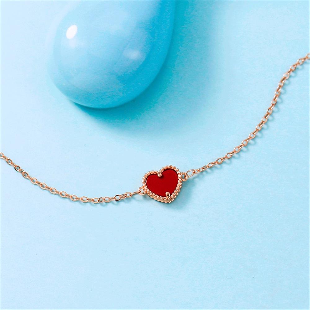 Creative Pattern Hollow Heart New Red Agate Bracelet Copper Plated Rose Gold Simple And Versatile Accessories