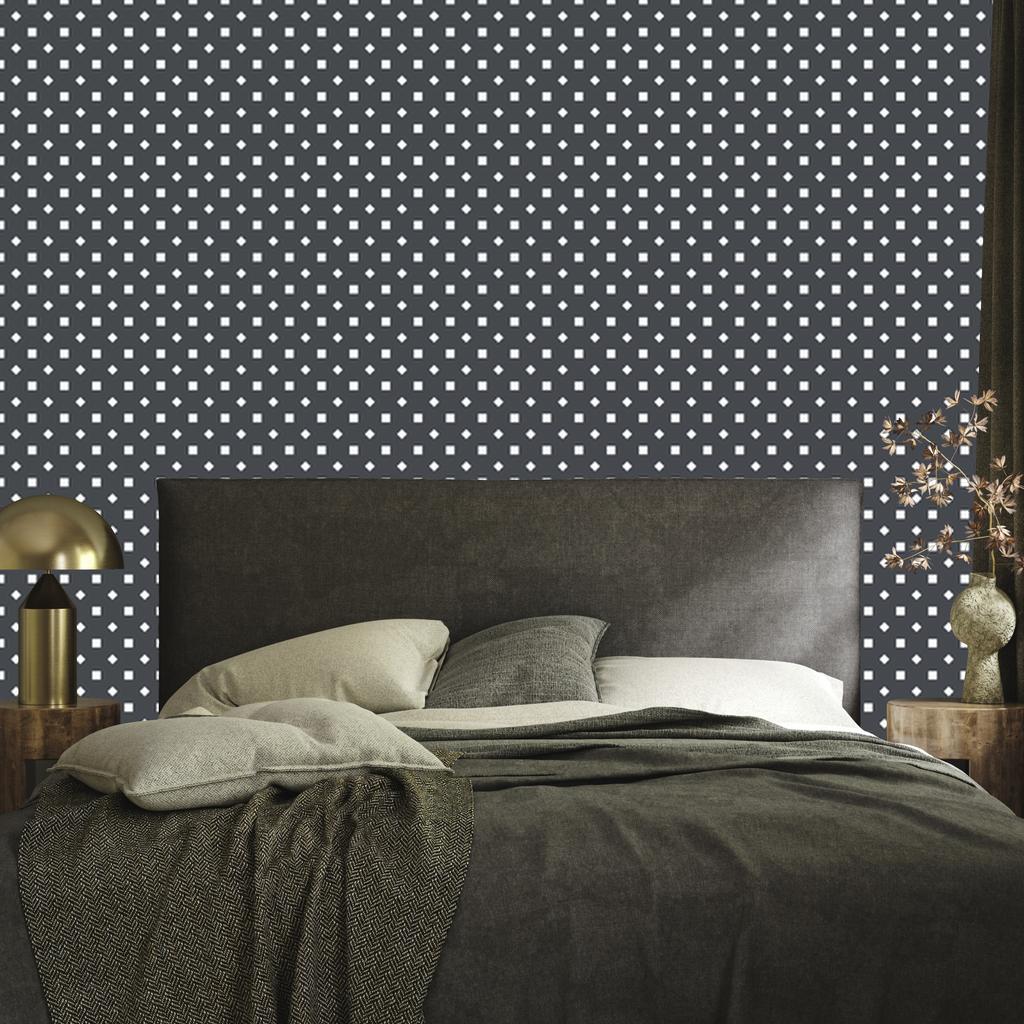Wallpaper Dots gray and navy blue, graphite background 50x1000