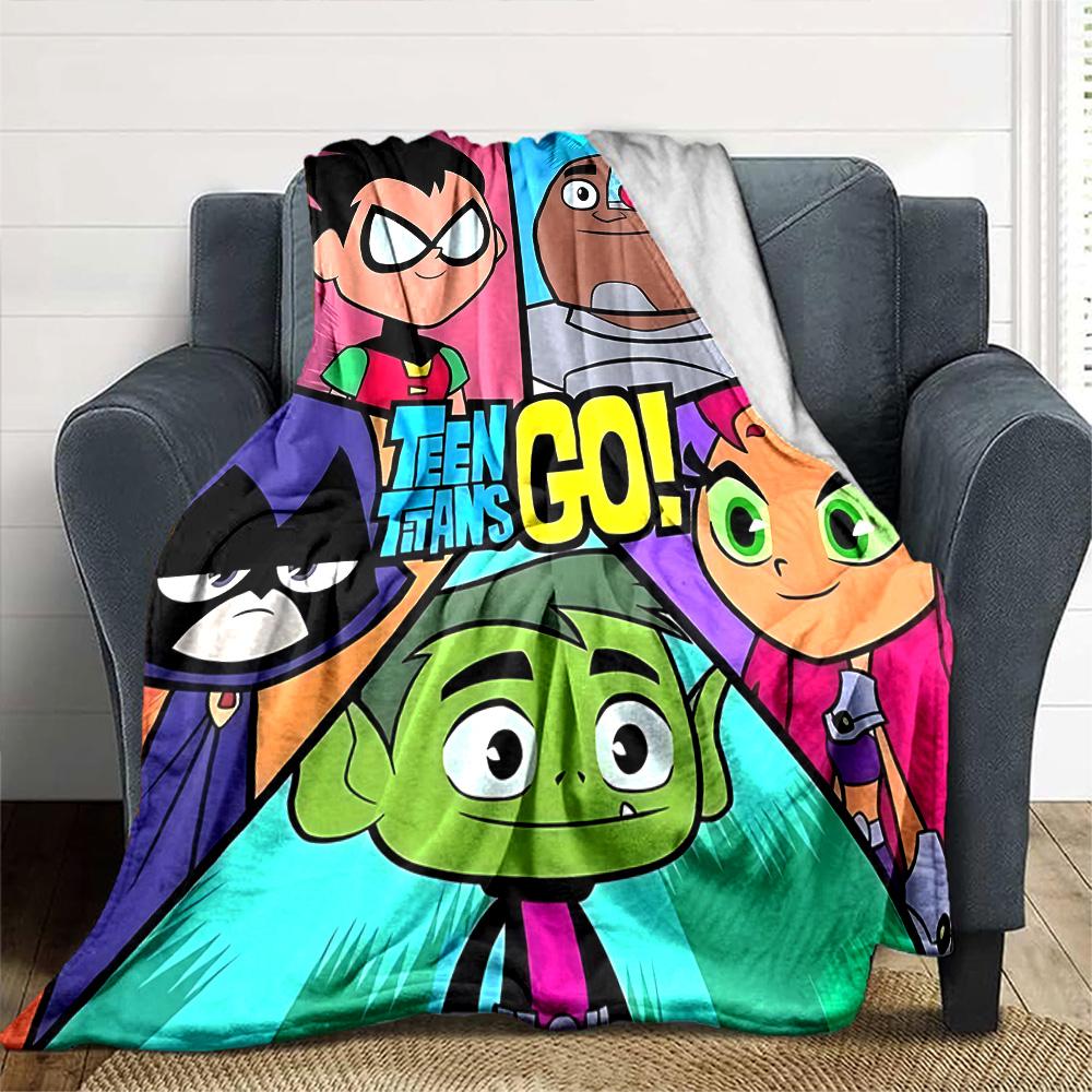 Teen Titans Go Adventure Flannel Blanket Super Soft Warm Cozy Blanket For Sofa Bed Office Travel Allseason Home Decor Gift