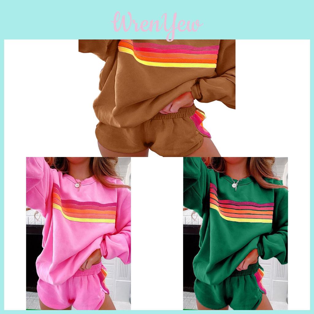 Relaxed Female Pullover Set With Color Block Pattern For Autumn Winter Casual Wear