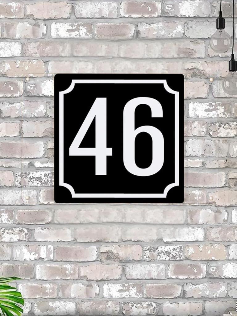 House Number X Classic Black Metal Sign 20x20cm, Modern Door Wall Decor