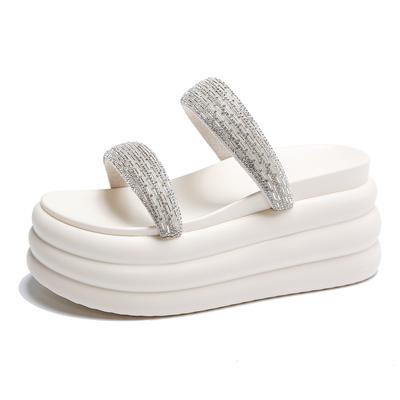 Модные летние женские тапочки 8,5 см, шлепанцы, женская пляжная обувь, туфли на танкетке, женские тапочки на высокой платформе, уличные сандалии