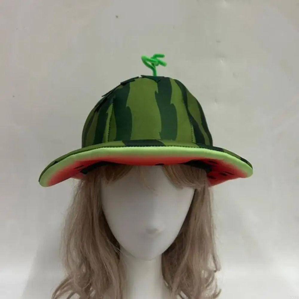 Comfortable Wide Brims Sun Hat Cute Halloween Cap Cartoon Watermelon Hat Halloween Party