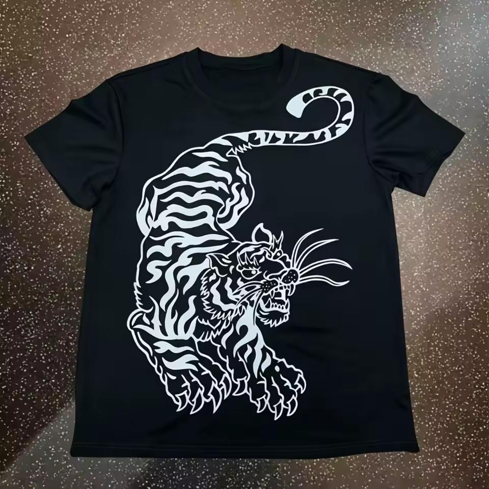 Men's Vintage Retro Tiger Trendy Gothic Harajuku Print T Shirt Summer Oversize Tee Women Streetwear Casual Top Y2k Grunge