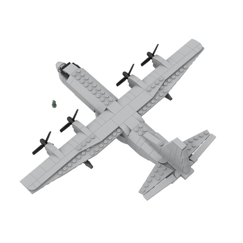 MOC-32872 C-130 Scale 1:125 Transport Aircraft Model Building Bricks War Equipment Modular Technology Gift Holiday Assemble Toys