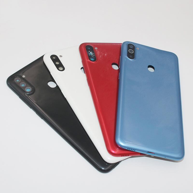 Задняя крышка аккумулятора для Samsung Galaxy A11 A 11 A115F Задний корпус Панель Запасная часть Со стеклянной линзой камеры +Логотип