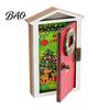Holiday Fridge Magnet Elf Door with LED Light, Wooden Christmas Decor Refrigerator Magnet, Openable Mini Magnetic Decoration for Magnets