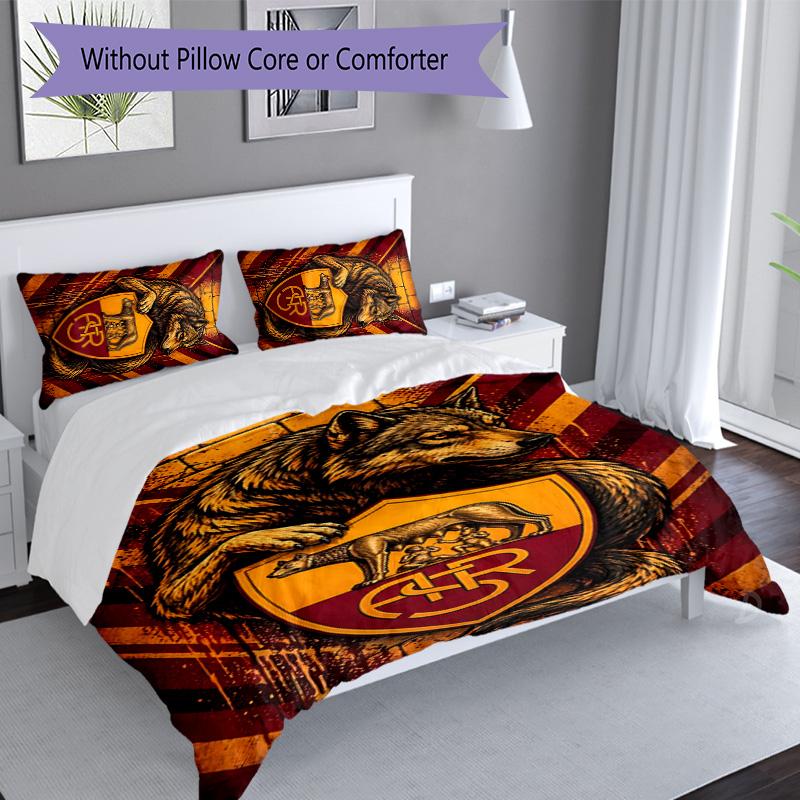 3pcs Rome logo pattern bedding set duvet cover set includes duvet cover &pillowcases, perfect all season bedroom decoration & gift