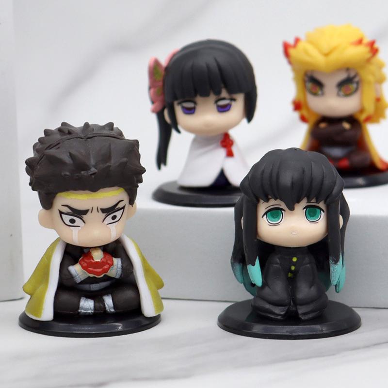 Фигурка Игрушка Клинок Рассекающий Демонов Аниме Kimetsu no Yaiba Q Версия Сидящий Танджиро Незуко Иноске Зеницу PVD Фигурка Модель Кукла Подарки