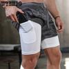 Camo Running Shorts Men 2 In 1 Double-deck Quick Dry GYM Sport Shorts Fitness Jogging Workout Shorts Men Sports Short Pants