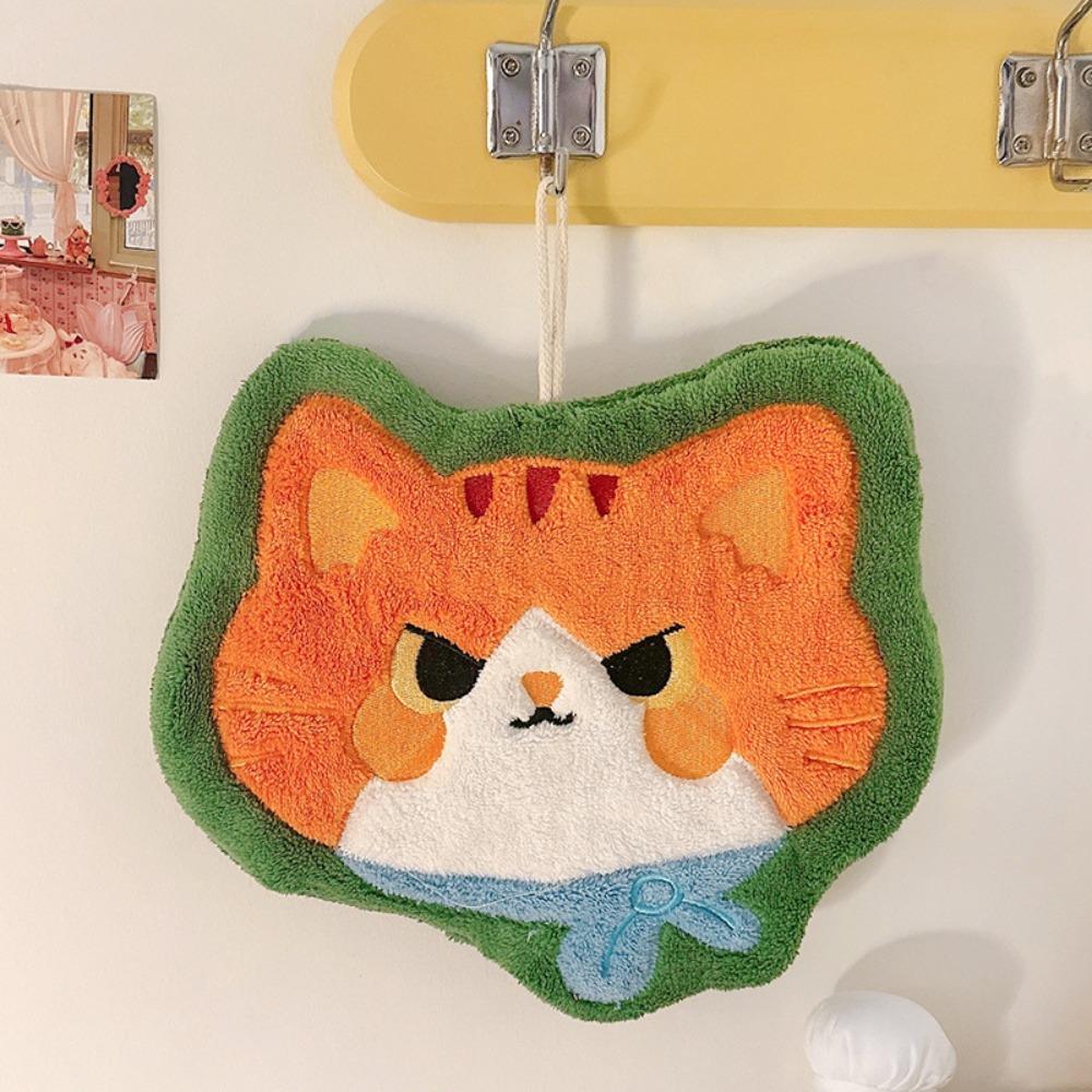 Суперабсорбирующие котячьи полотенца для рук, подвесные быстросохнущие полотенца для рук, мультяшное коралловое флисовое полотенце для рук