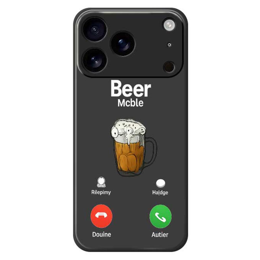 For iPhone 17 Pro Case Beer Pattern Printing Straight Edge TPU Phone Back Cover
