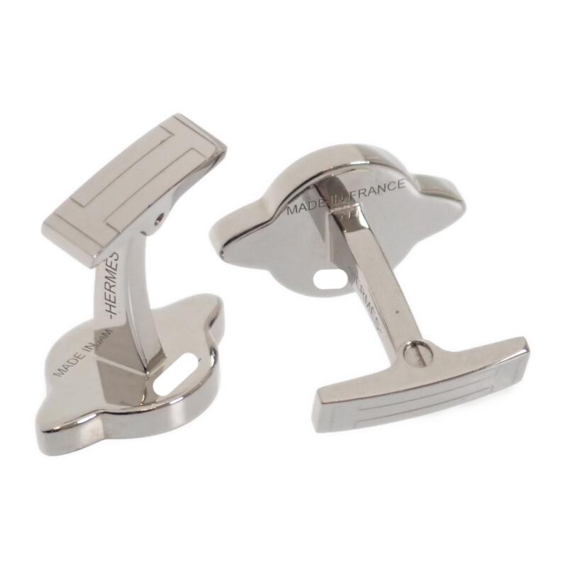 HERMES   манжеты Серебристый/черный металл мужские