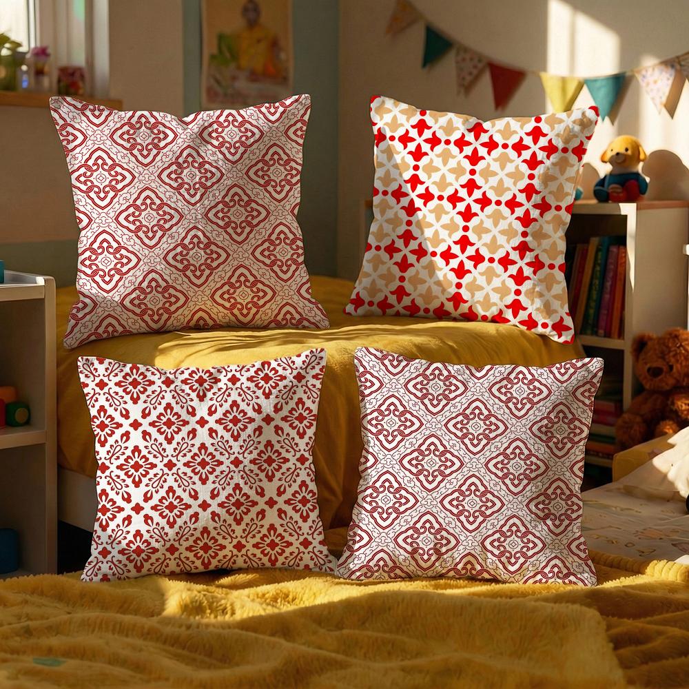Bohemian pattern Cushion Cover Set of Short Plush Pillow Covers for Sofa Soft Cushion Case