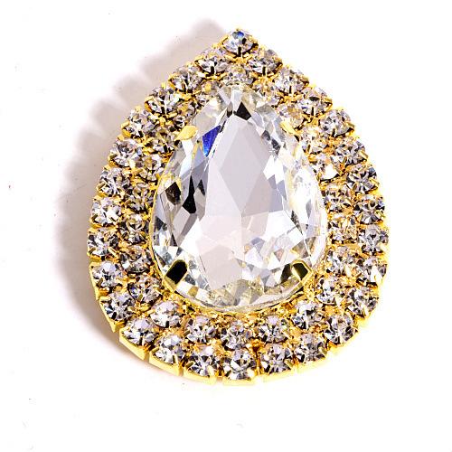 Золотая основа с серебряным основанием, стеклянная капля воды, овальный конский глаз, корсаж, брошь, пряжка, аксессуары для одежды своими руками