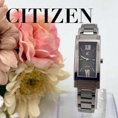 Б/у 976 Хорошее состояние Новая батарейка CITIZEN XC Citizen Square Черный циферблат Часы Кварцевые Нержавеющая сталь Женские Рабочий товар