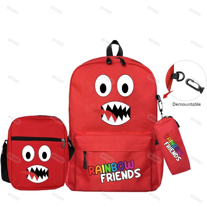 3 шт./компл., оригинальные рюкзаки с радужными друзьями для мальчиков и девочек, школьный рюкзак большой емкости, игровой рюкзак, сумка-пенал